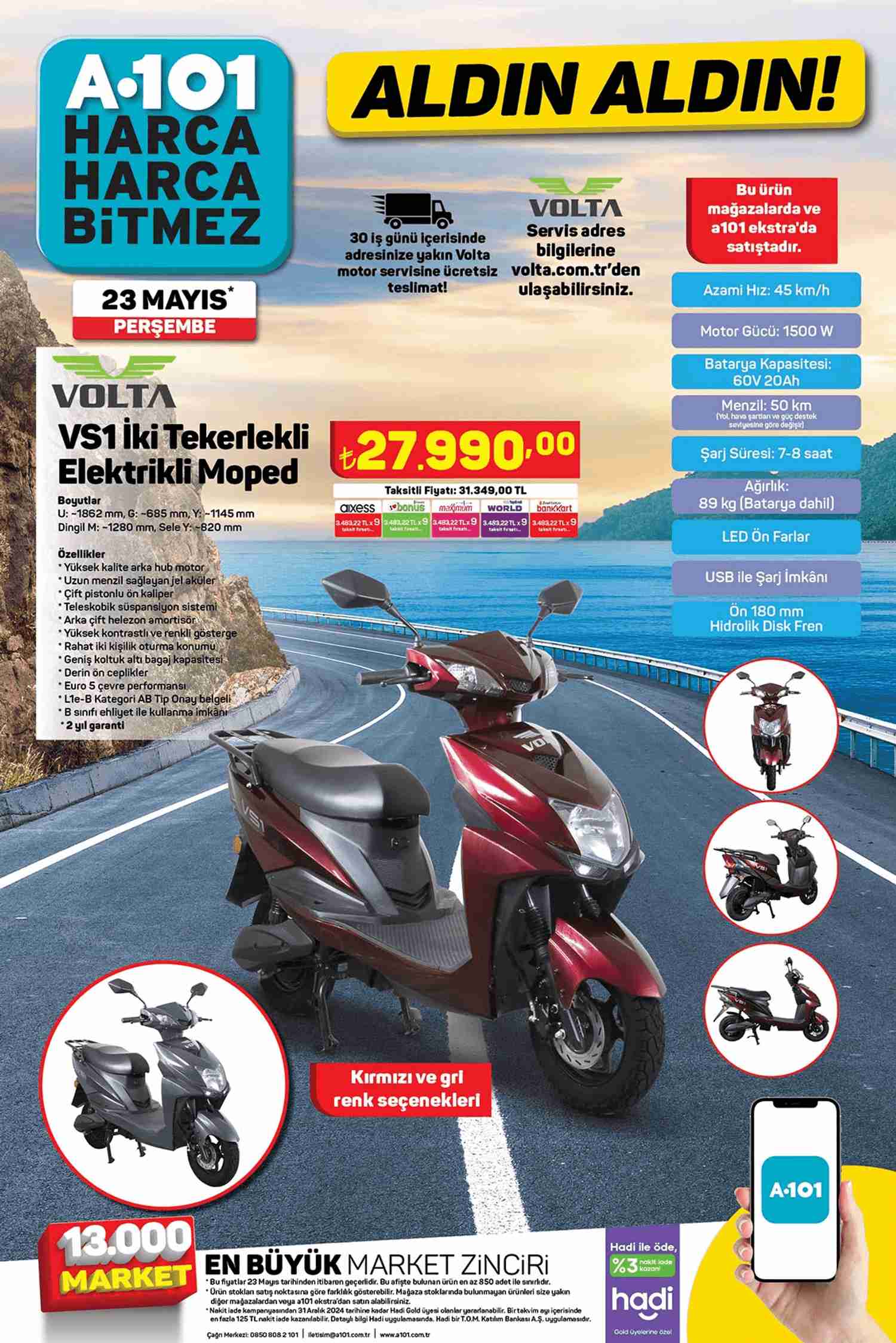 A101 23 Mayıs 2024 Volta Elektrikli Moped Ürünü İndirim Kataloğu