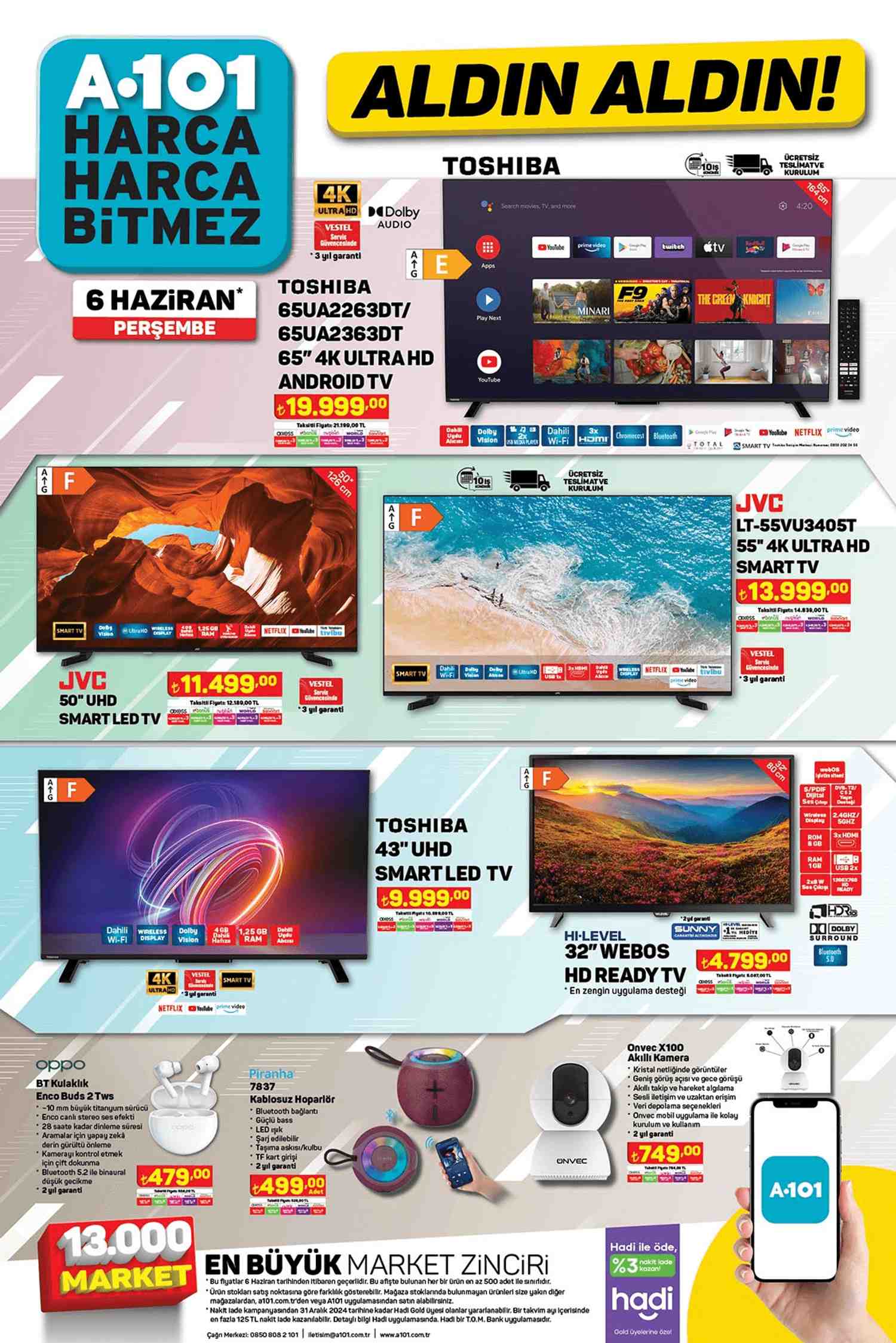 A101 5 Haziran 2024 Televizyon Fırsatları Kataloğu