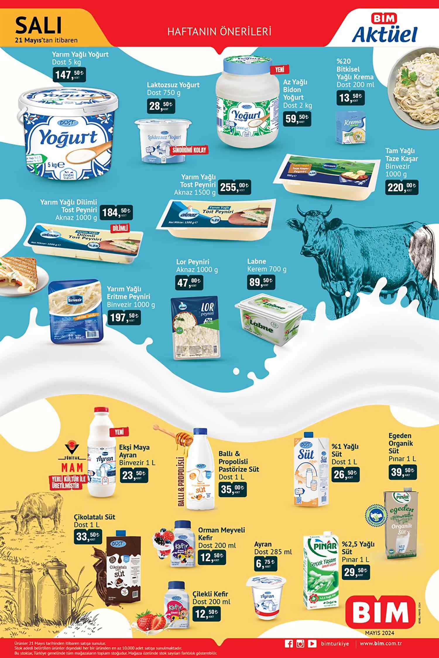 Bim Salı Kataloğu 21 Mayıs 2024 Süt Ürünleri Kampanyaları