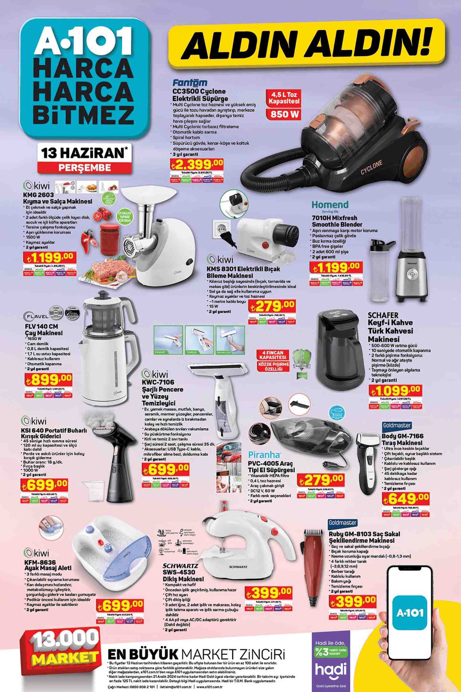 A101 13 Haziran 2024 Elektronik ve Elektrikli Ürünler Kataloğu