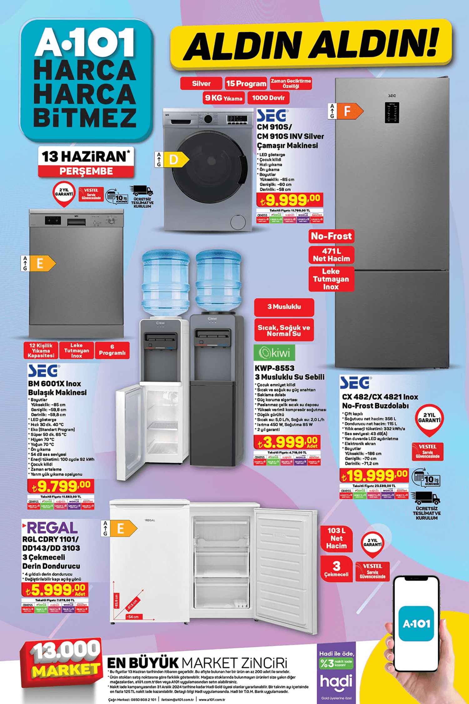 A101 13 Haziran 2024 Beyaz Eşya Ürünleri Kataloğu