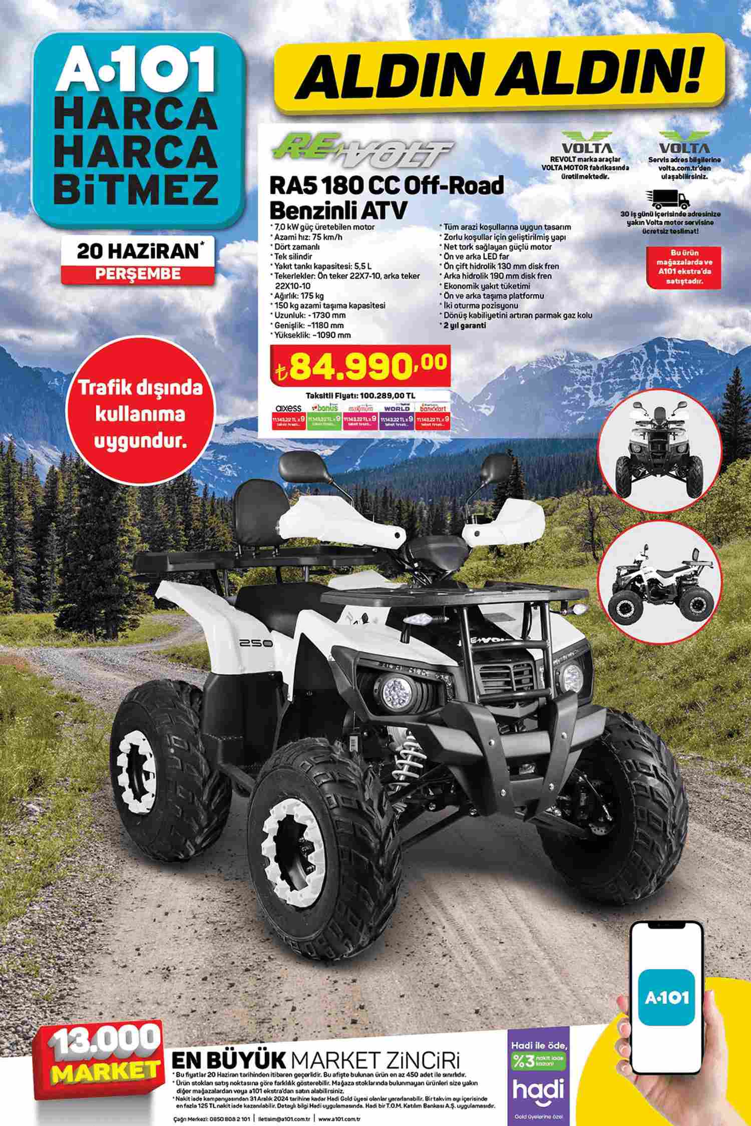 A101 20 Haziran 2024 Off-Road Benzinli ATV Ürünü Kataloğu