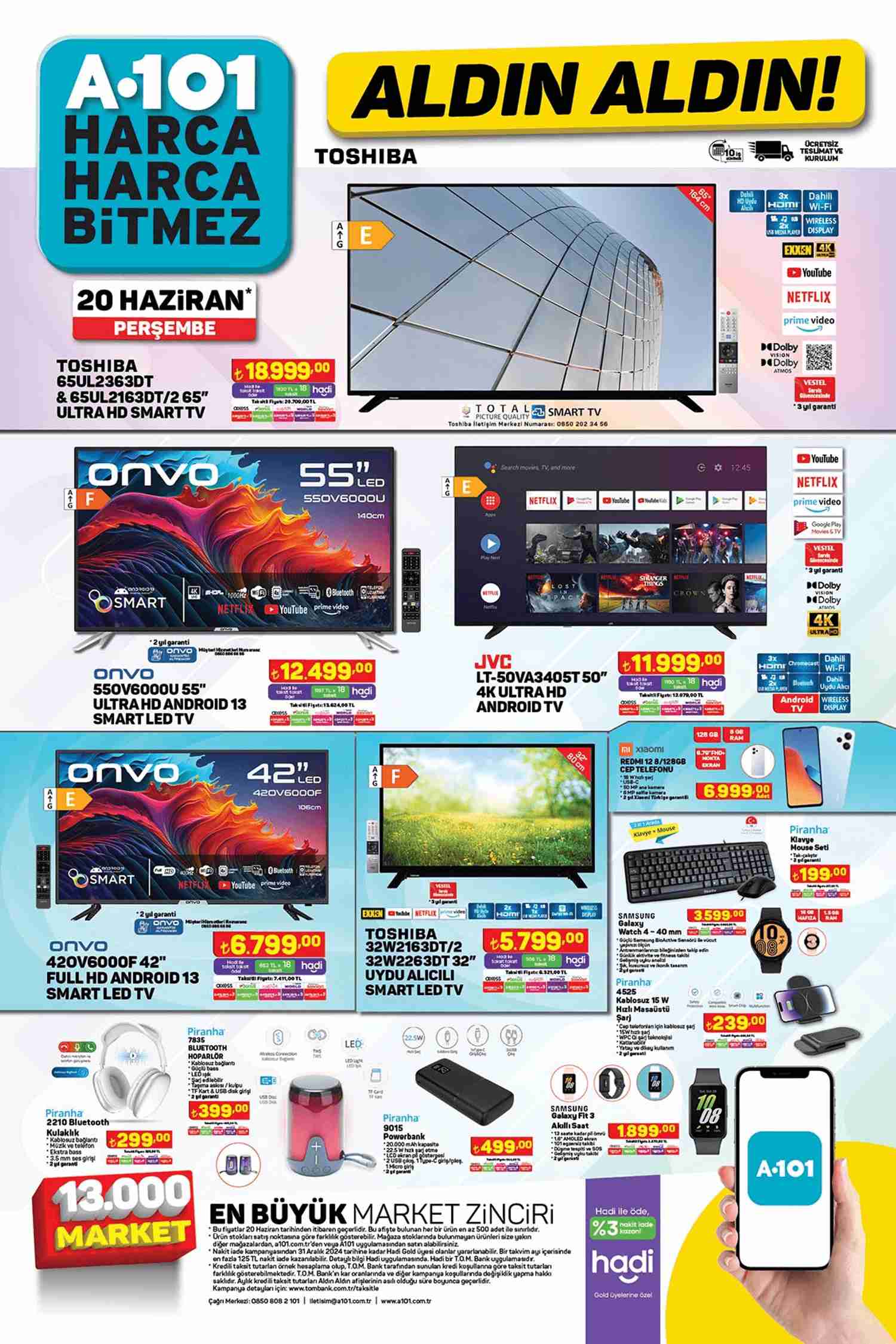 A101 20 Haziran 2024 Televizyonlar ve Elektronik Ürünler Kataloğu