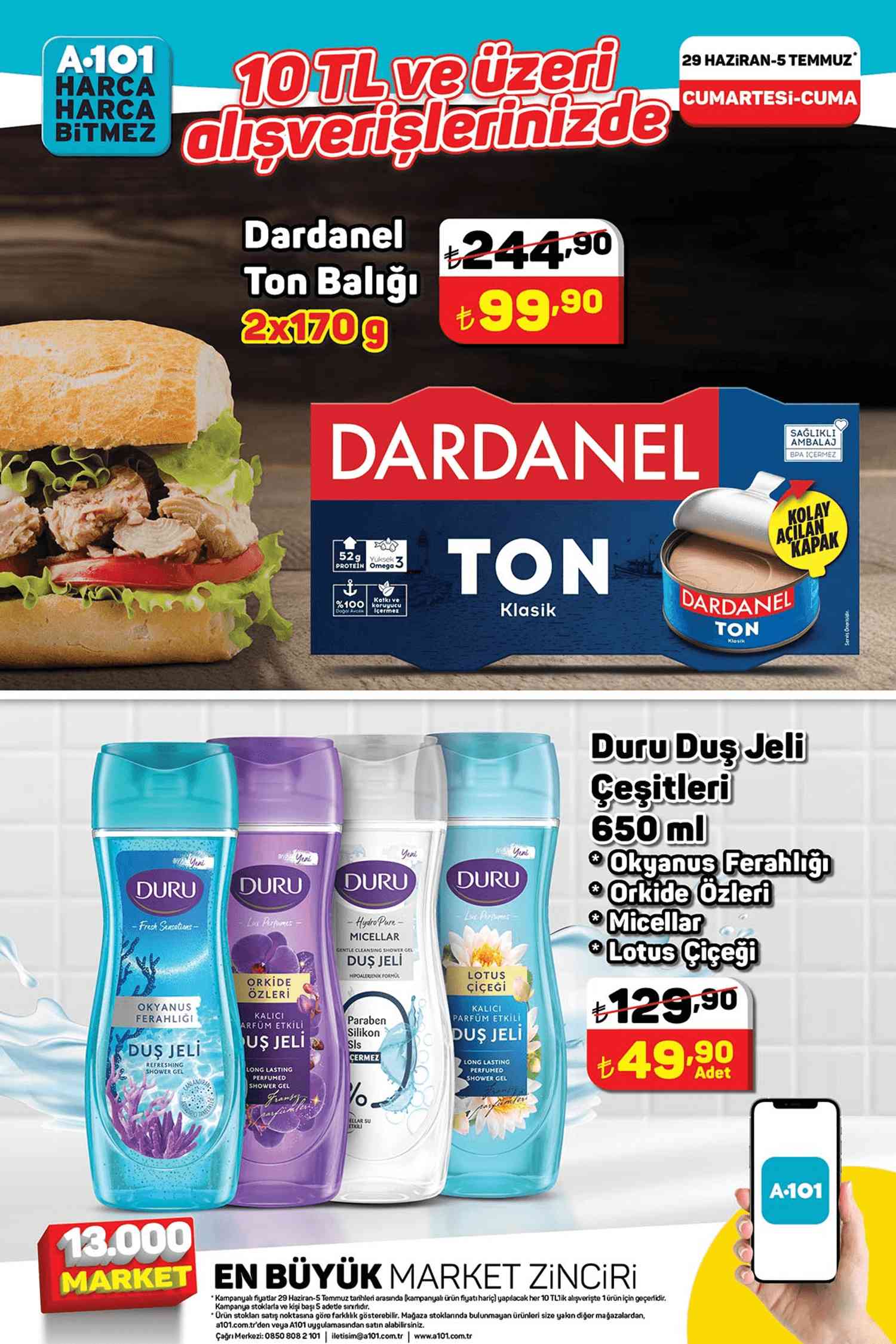 A101 29 Haziran 2024 10 TL ve Üzerinde Geçerli İndirimeler Kataloğu