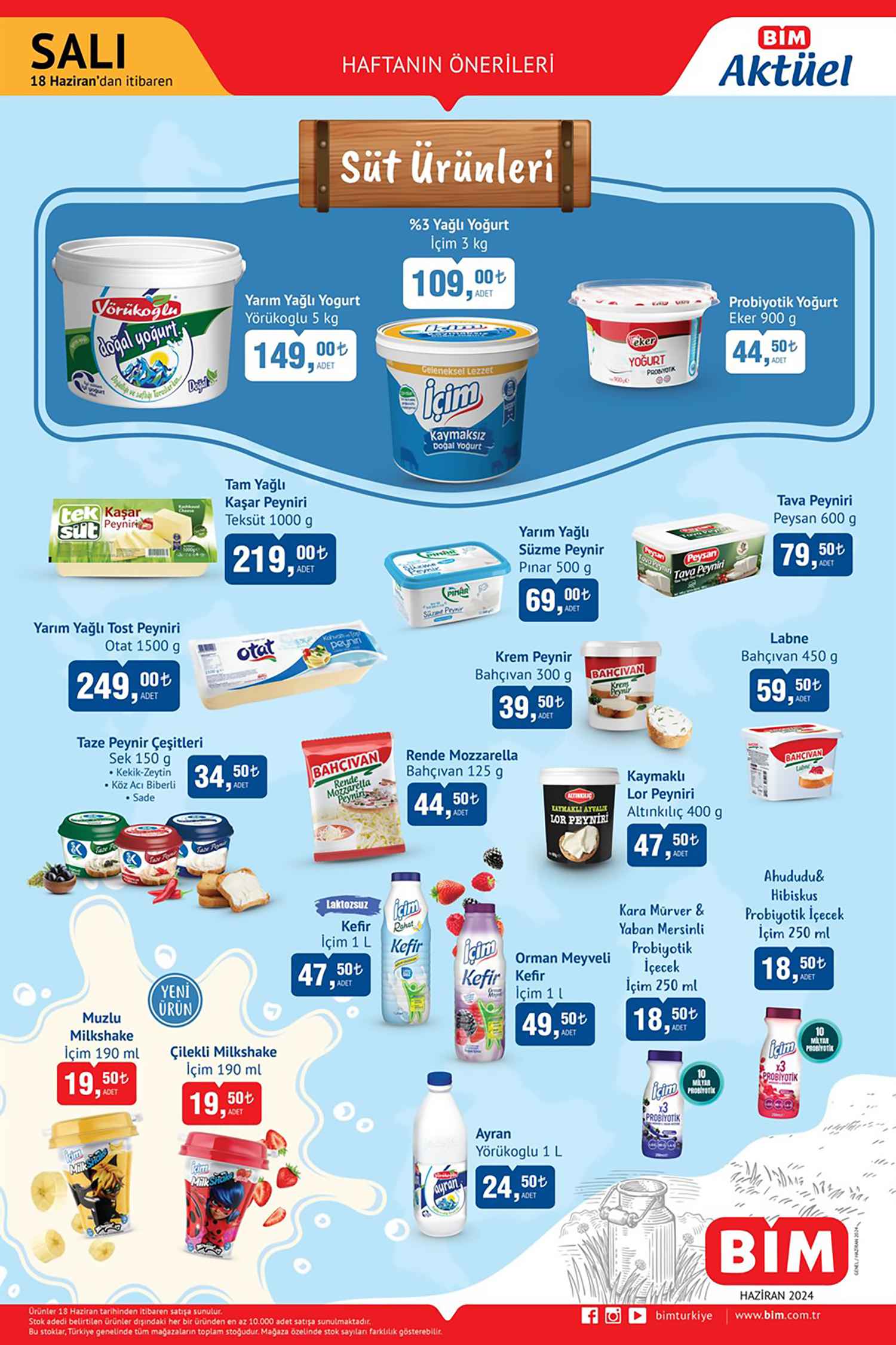 Bim 18 Haziran 2024 Süt Ürünleri Aktüel Ürün Kataloğu