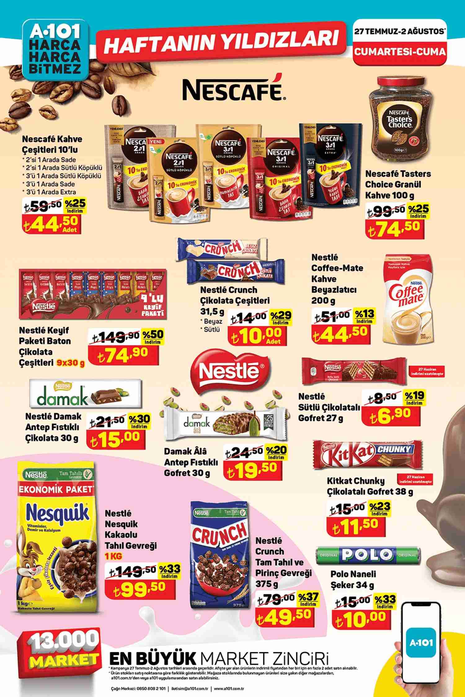 A101 Hafta Sonu Kahve, Gevrek ve Atıştırmalıklarda İndirim Sunan Katalog