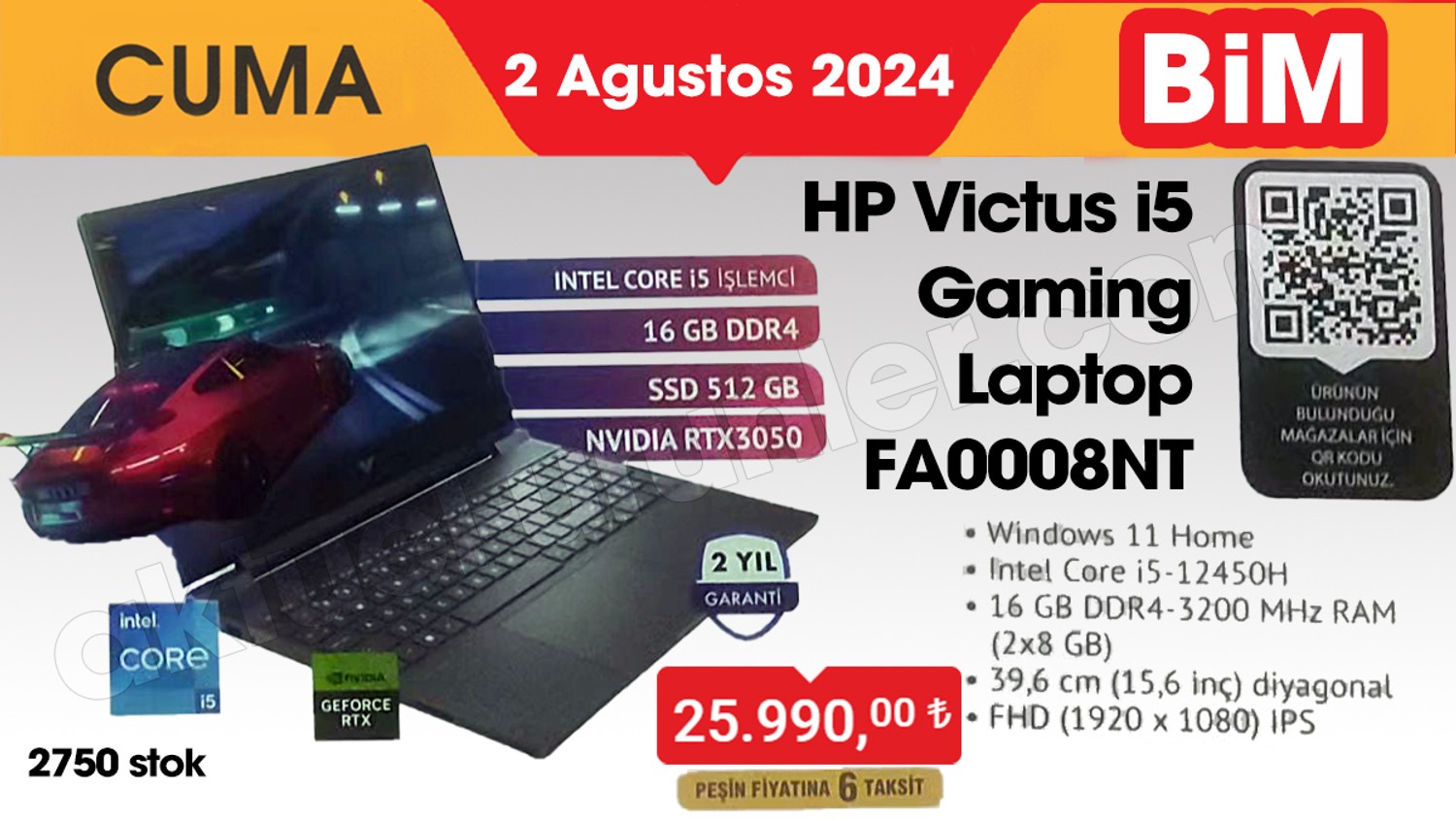 HP Victus i5 Gaming Laptop - Bim 2 Ağustos
