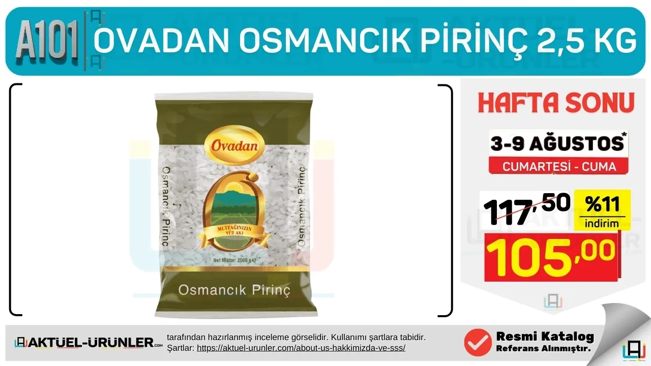 A101 3 Ağustos 2024 Pirinç Fırsatı