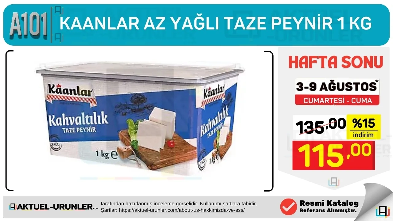 A101 Aktüel Hafta Sonu 3 Ağustos Taze Peynir Fırsatı