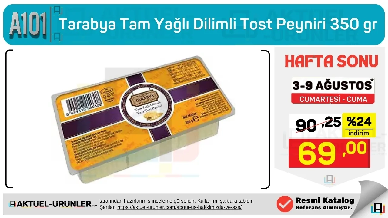 A101 Aktüel Hafta Sonu 3 Ağustos Dilimli Tost Peyniri Büyük İndirimi