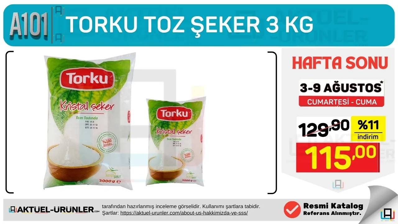 A101 3 Ağustos 2024 Toz şekerde büyük fırsat