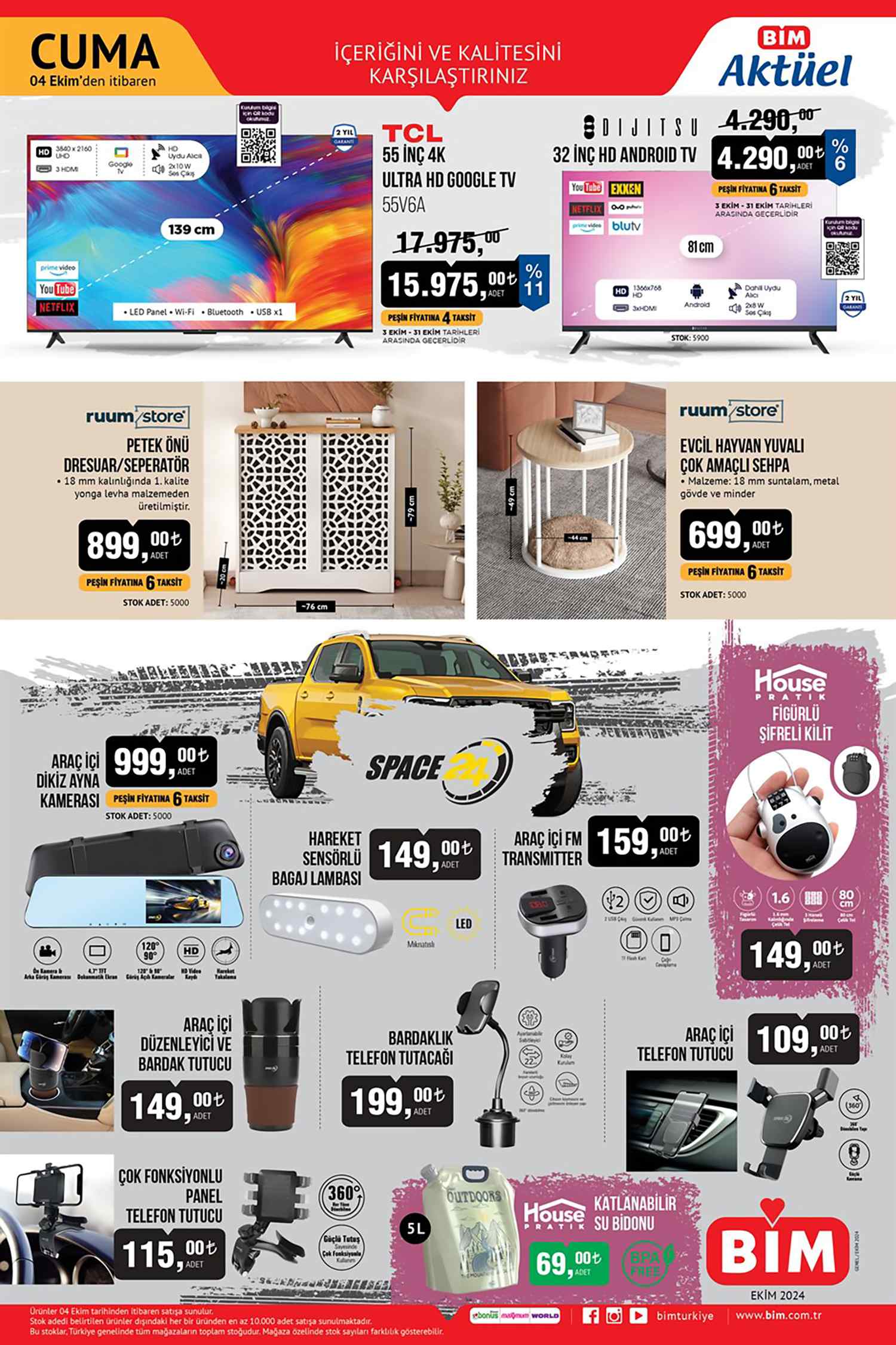 4 Ekim 2024 Bim Kataloğu Televizyon ve Otomobil Ürünleri Kataloğu