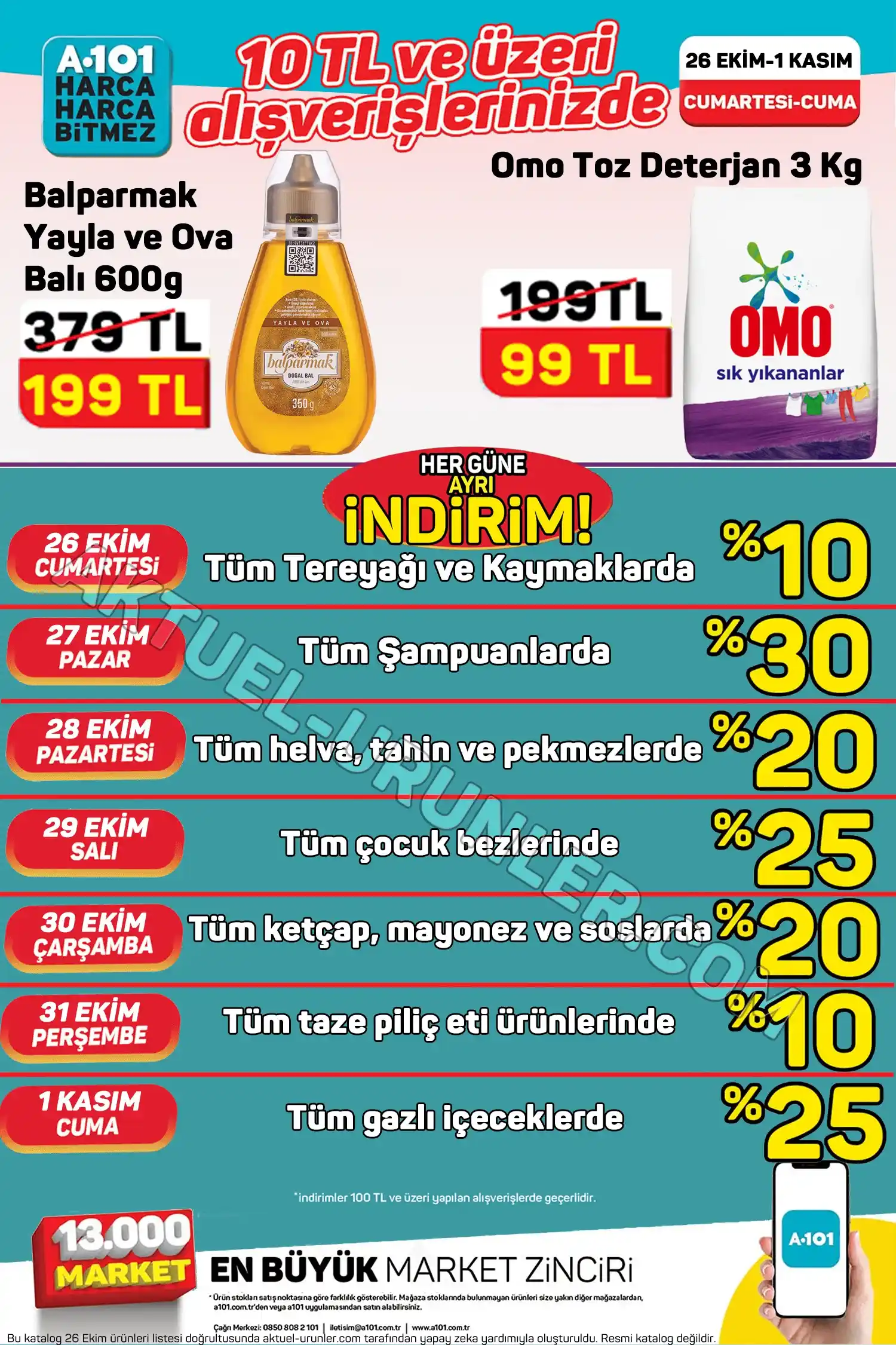 A101 Aktüel 26 Ekim Her Güne 1 İndirim ve Ekstra İndirimler Kataloğu Sayfası