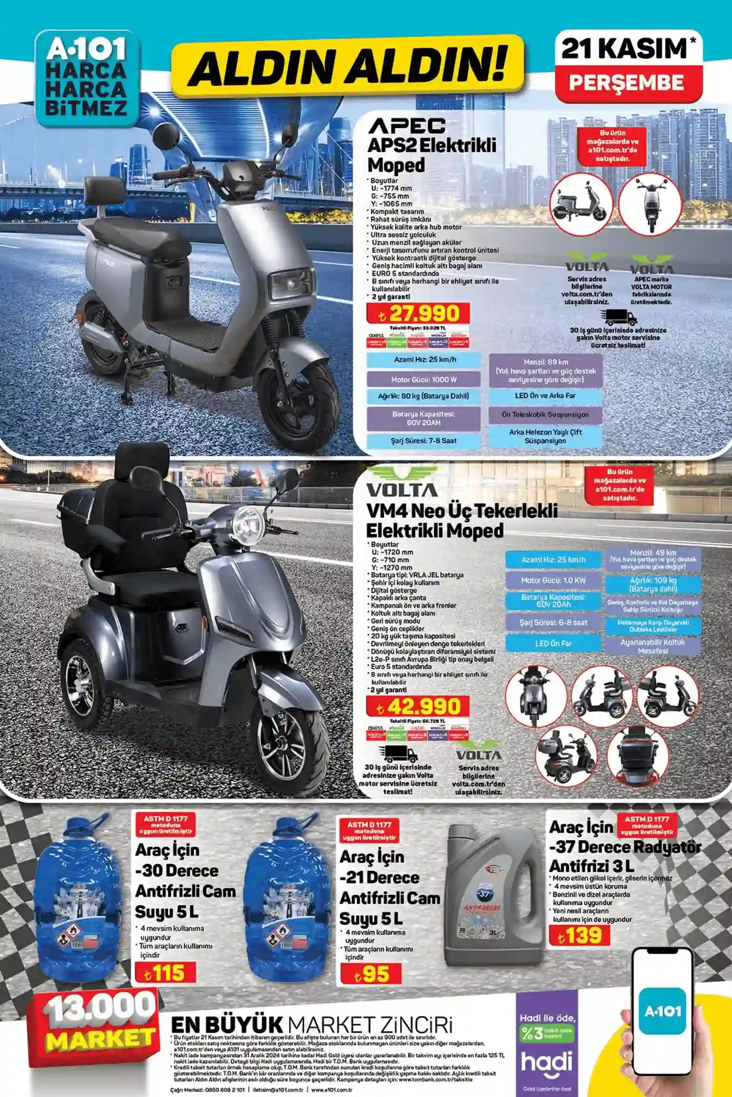 A101 Aktüel 21 Kasım 2024 Elektrikli Moped Fırsatı