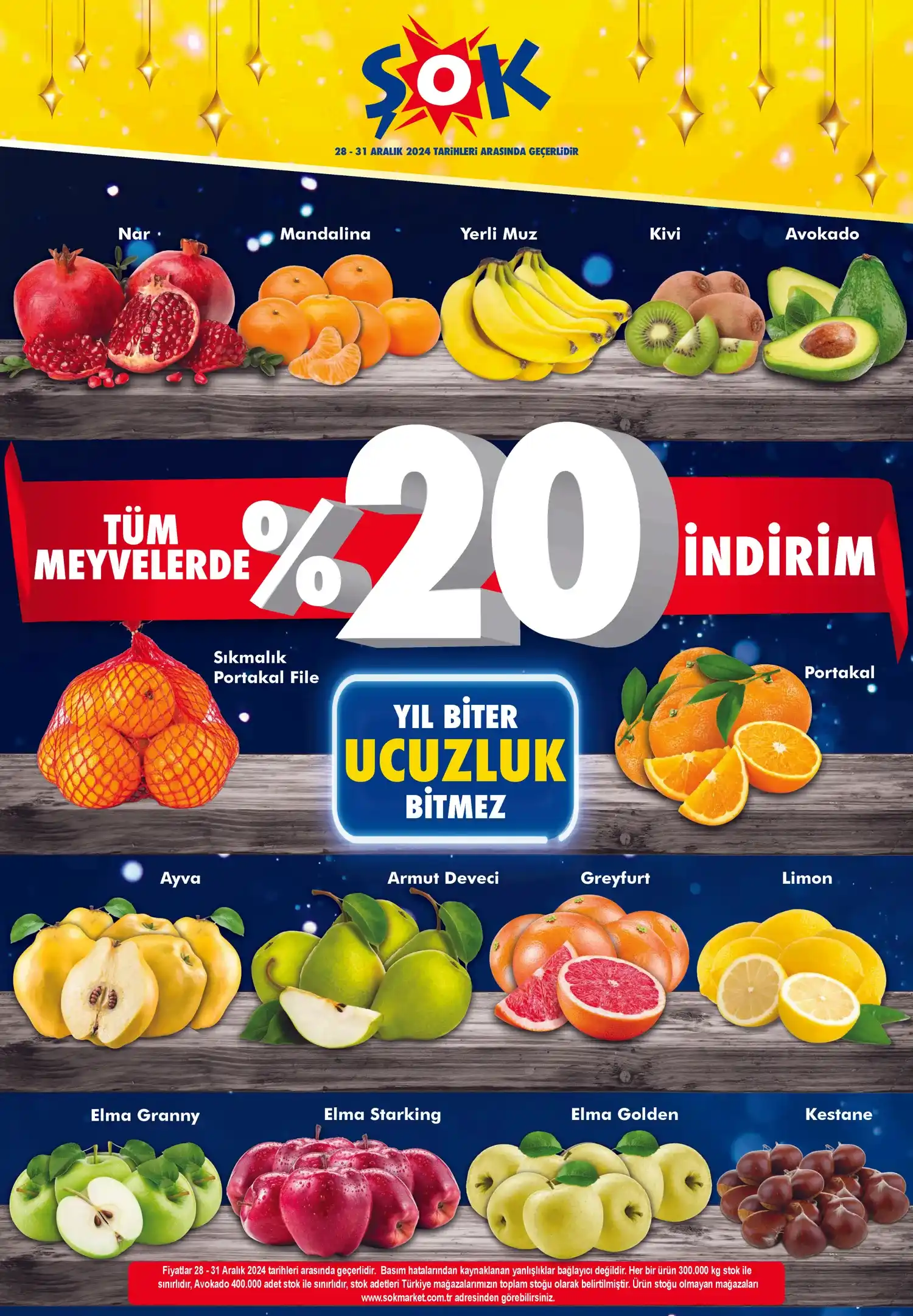 ŞOK 28 Aralık 2024 Tüm Meyvelerde Yüzde Yirmi İndirim Fırsatı Kataloğu