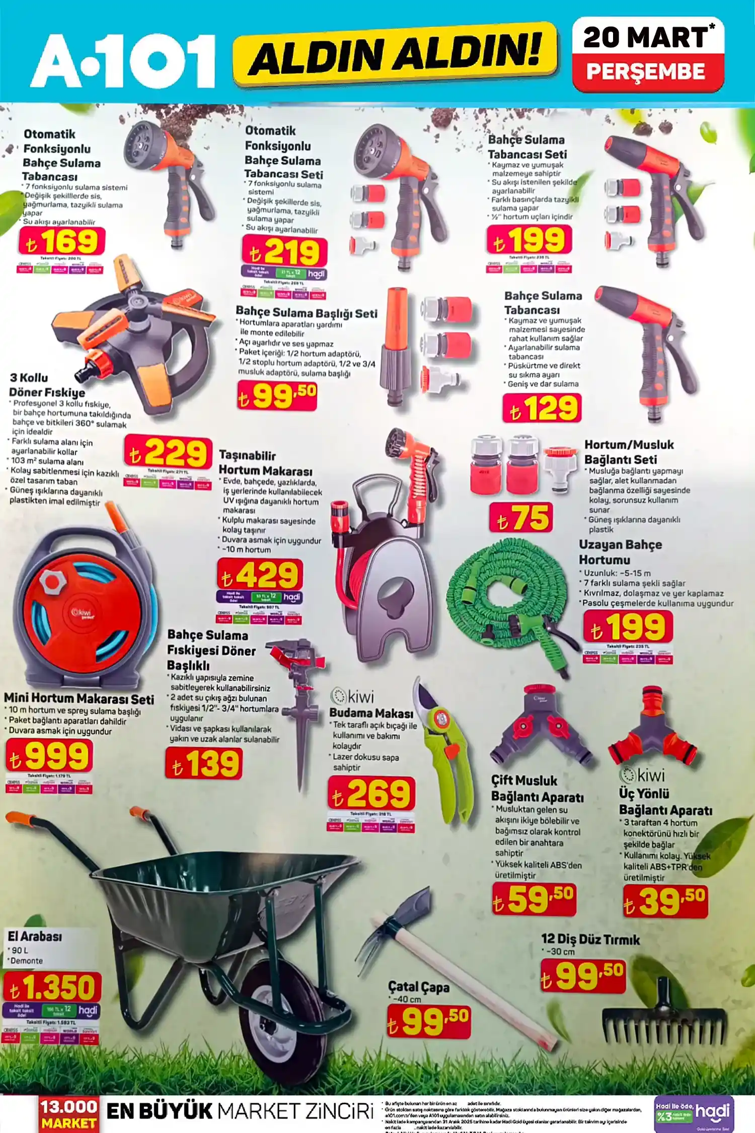 A101 20 Mart 2025 Bahçe Bakım Ürünleri Kataloğu