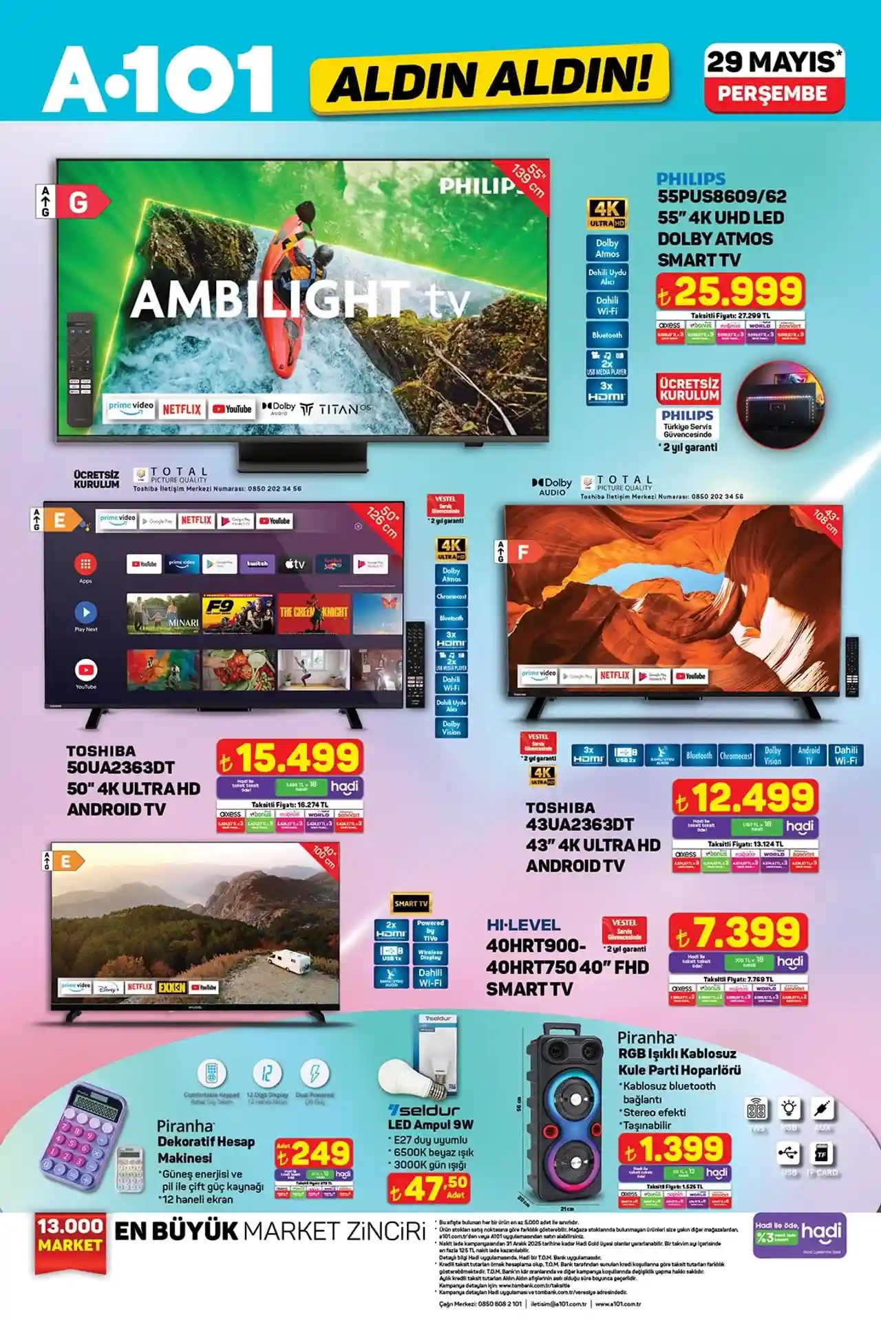 A101 29 Mayıs 2025 Televizyon Fırsatları Kataloğu