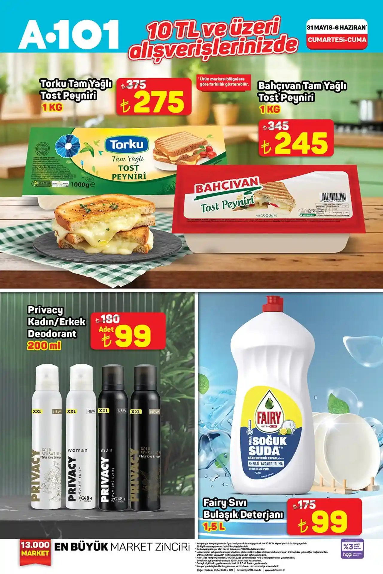 A101 31 Mayıs 2025 10 TL ve Üzeri Alışverişte Geçerli İndirimler Kataloğu