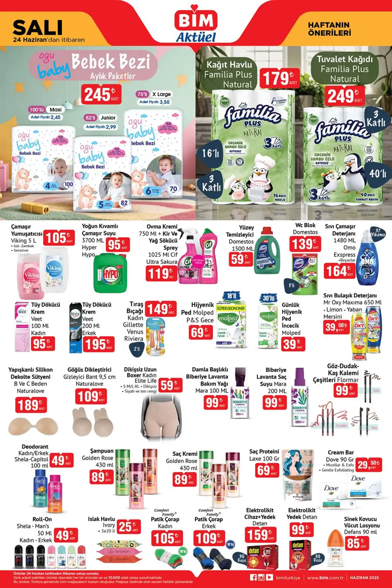 BİM 24 Haziran 2025 Temizlik ve Kişisel Bakım Salı Katalog İndirimleri