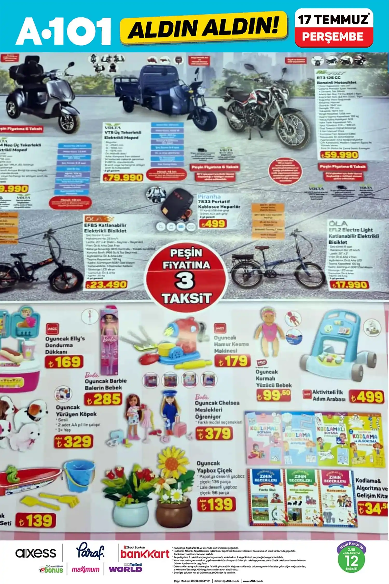 A101 17 Temmuz moped ve motosiklet Fırsatları