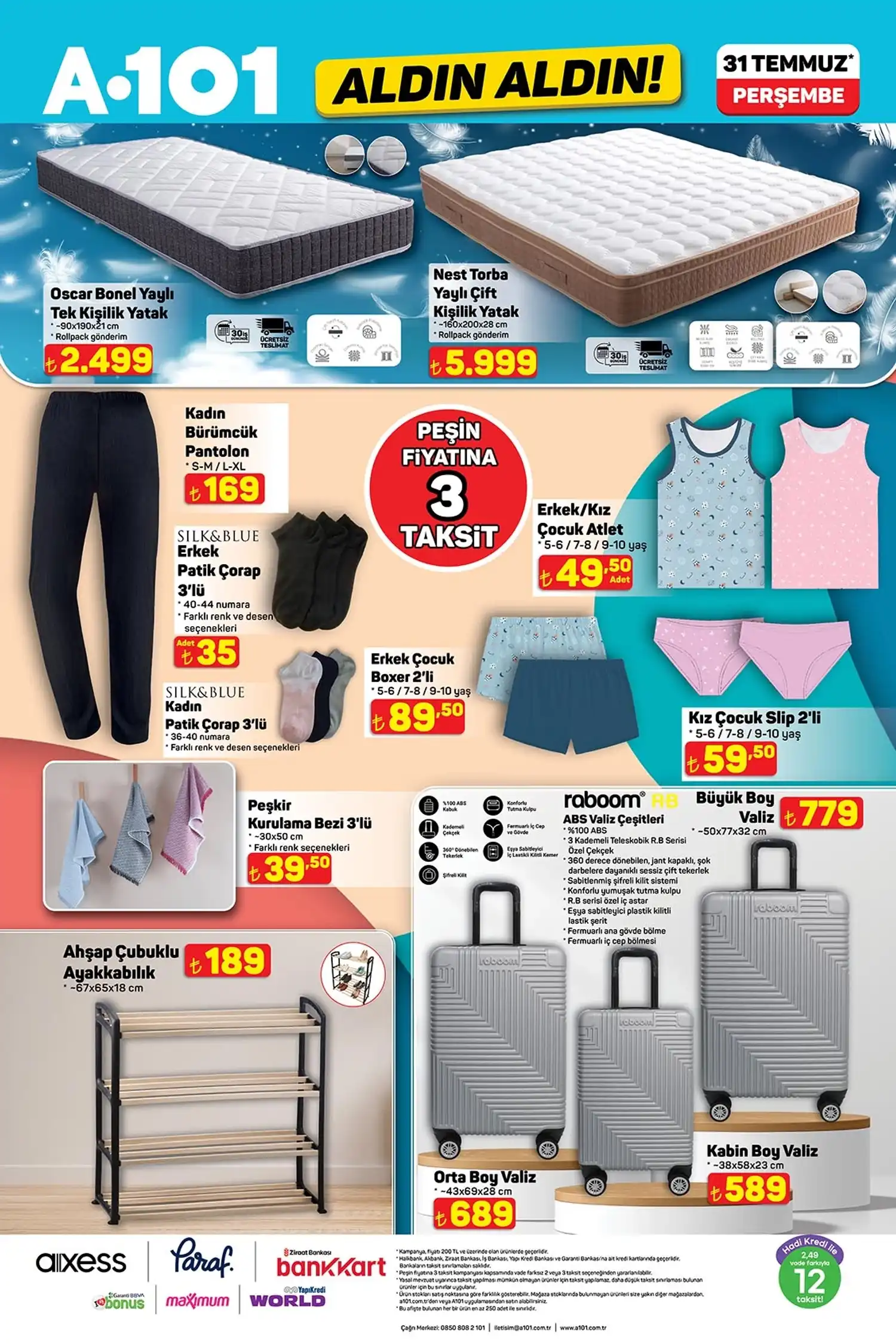 A101 31 Temmuz 2025 Tekstil Ürünleri Kataloğu