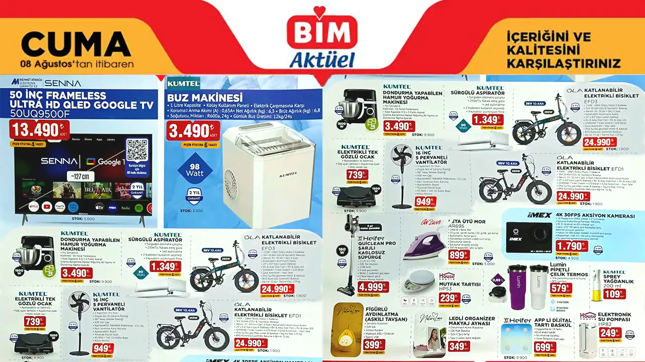 BİM 8 Ağustos 2025 Aktüel Ürünler Kataloğu