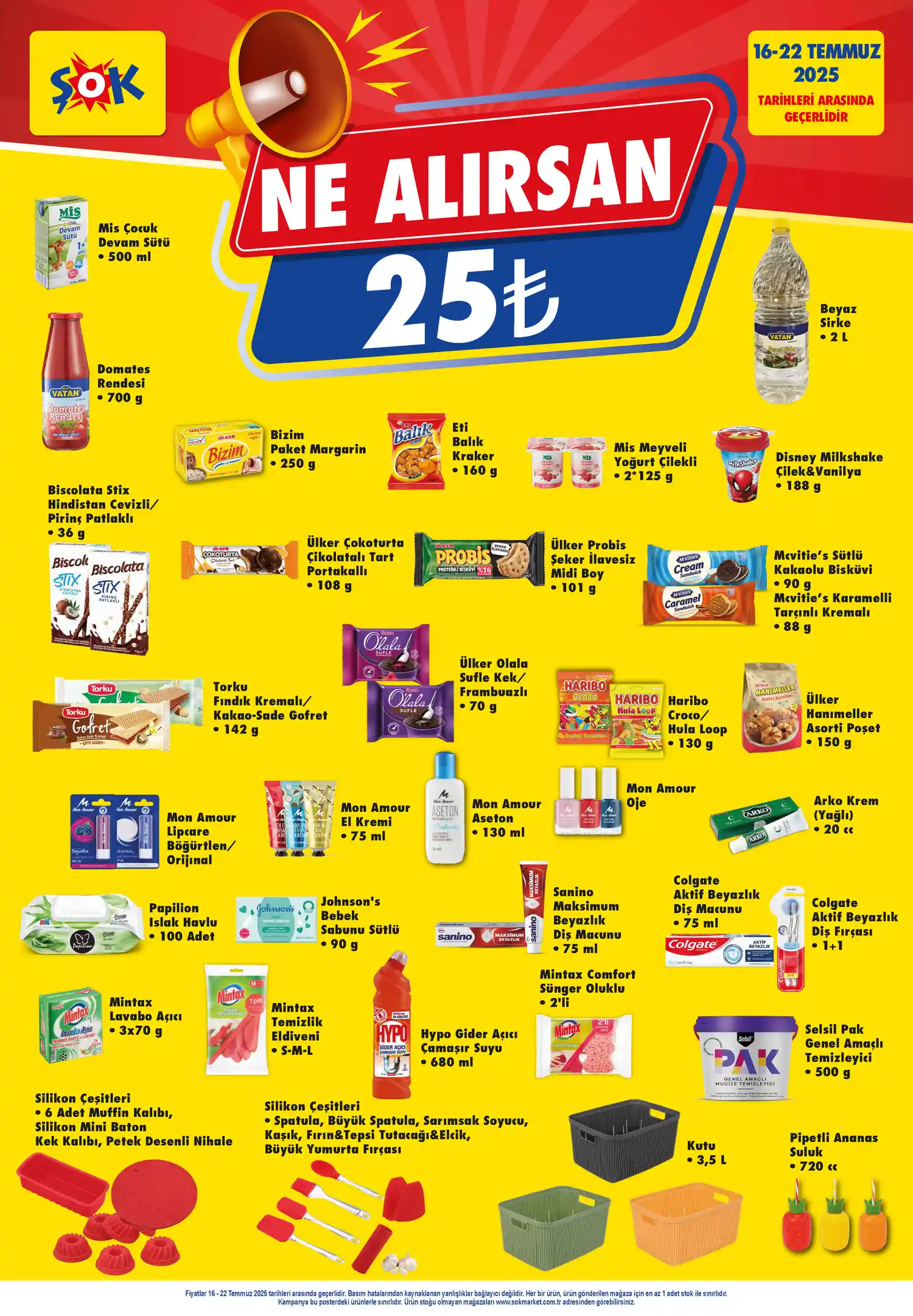 ŞOK 16 Temmuz 2025 Ne Alırsan 25 TL Kataloğu