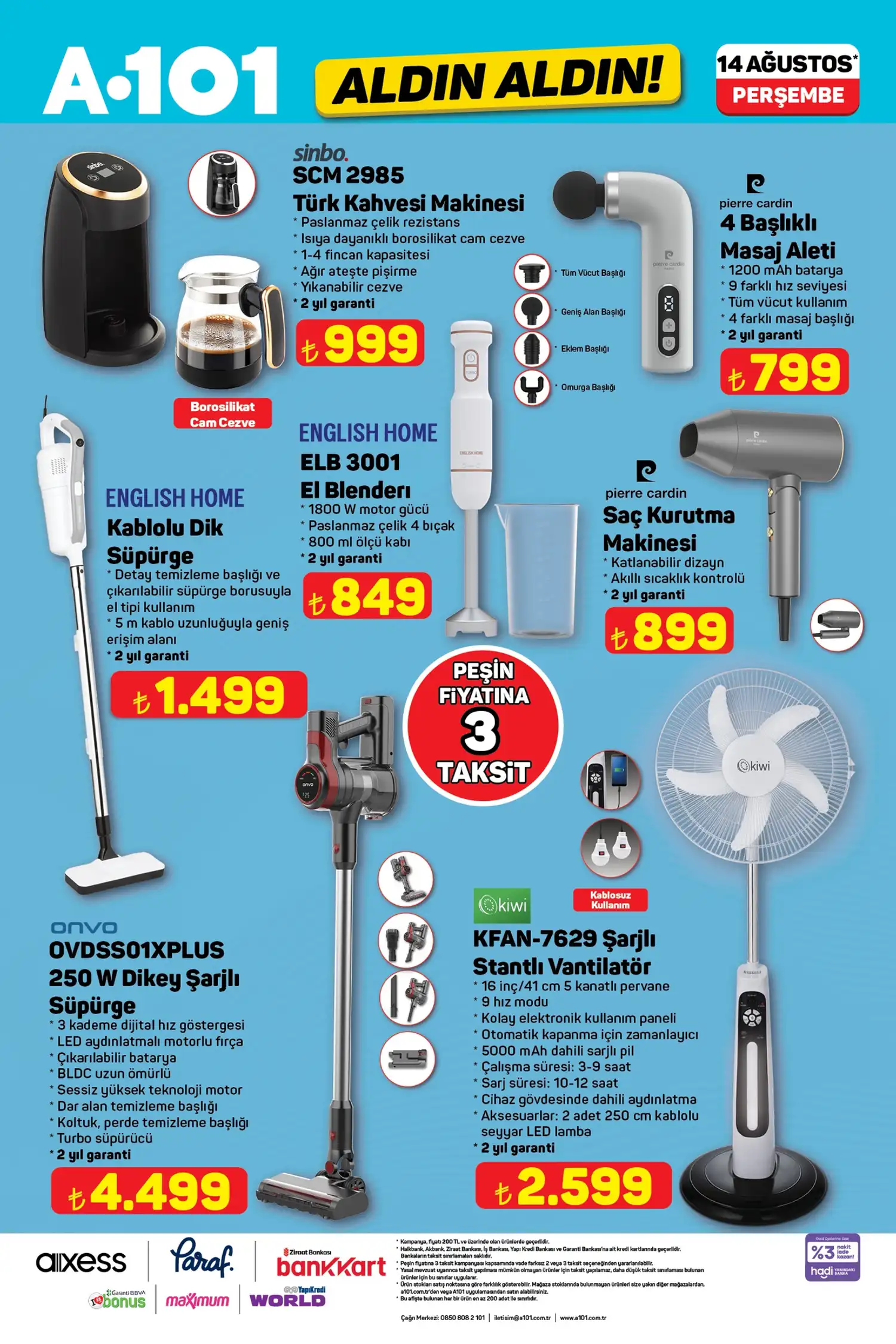 A101 14 Ağustos 2025 Beyaz Eşya ve Elektrikli Aletler Kataloğu