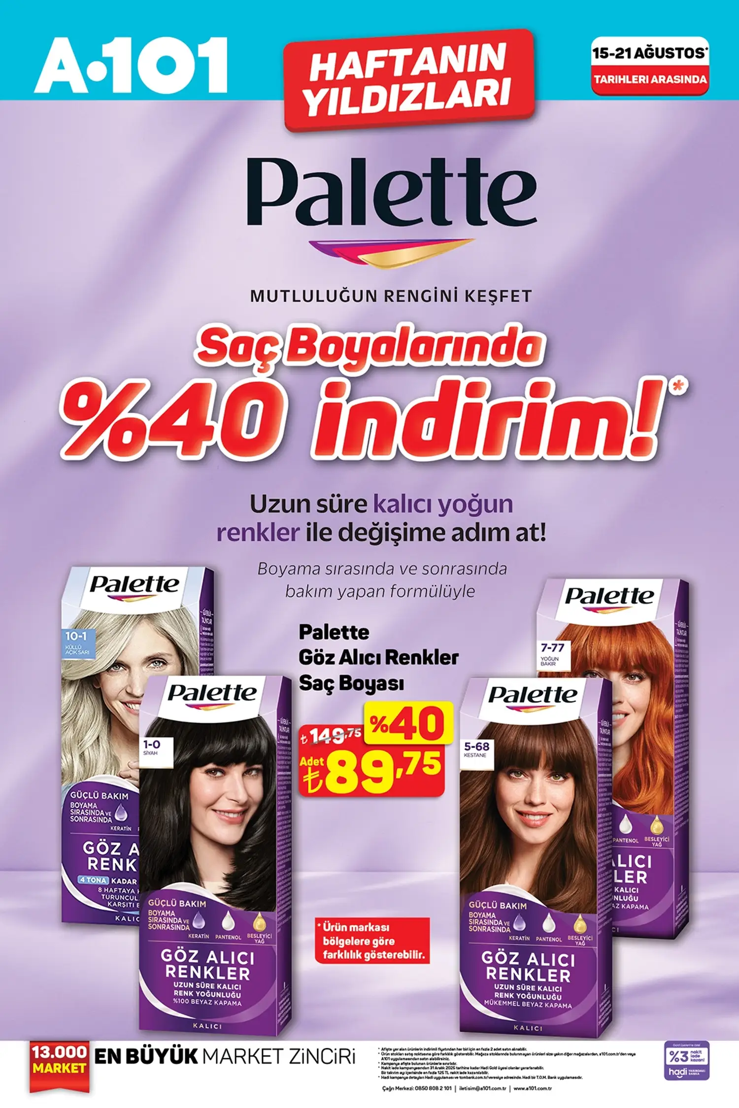 A101 15 Ağustos 2025 Palette Fırsatı
