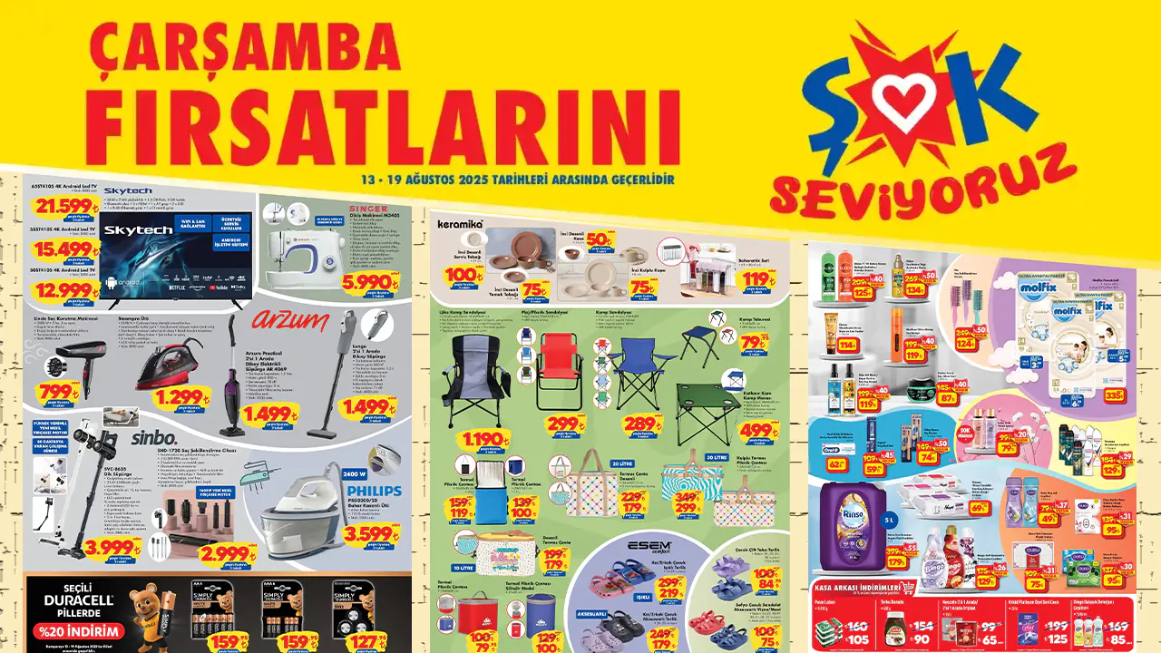 ŞOK 13 Ağustos 2025 Aktüel Ürünler Kataloğu