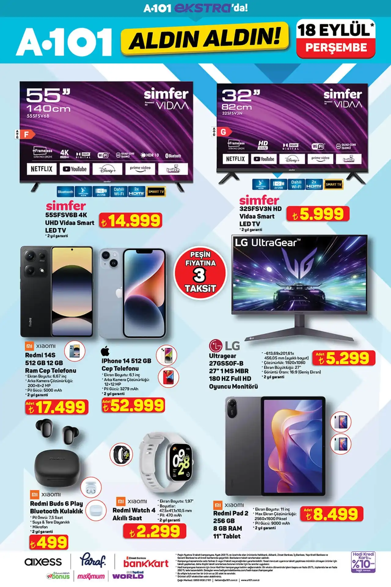 A101 18 Eylül 2025 Ekstra Katalog Sayfa 1