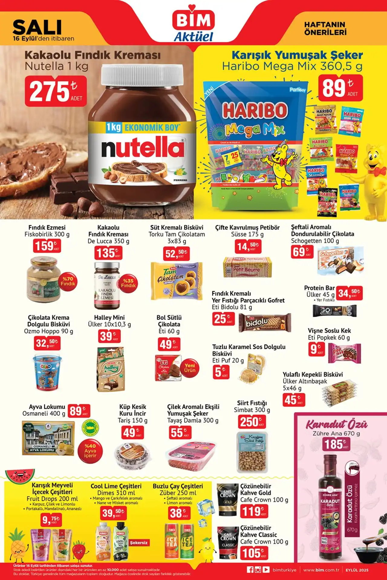 BİM 16 Eylül 2025 Atıştırmalıklar ve Çeşitli Gıda Ürünleri Kataloğu