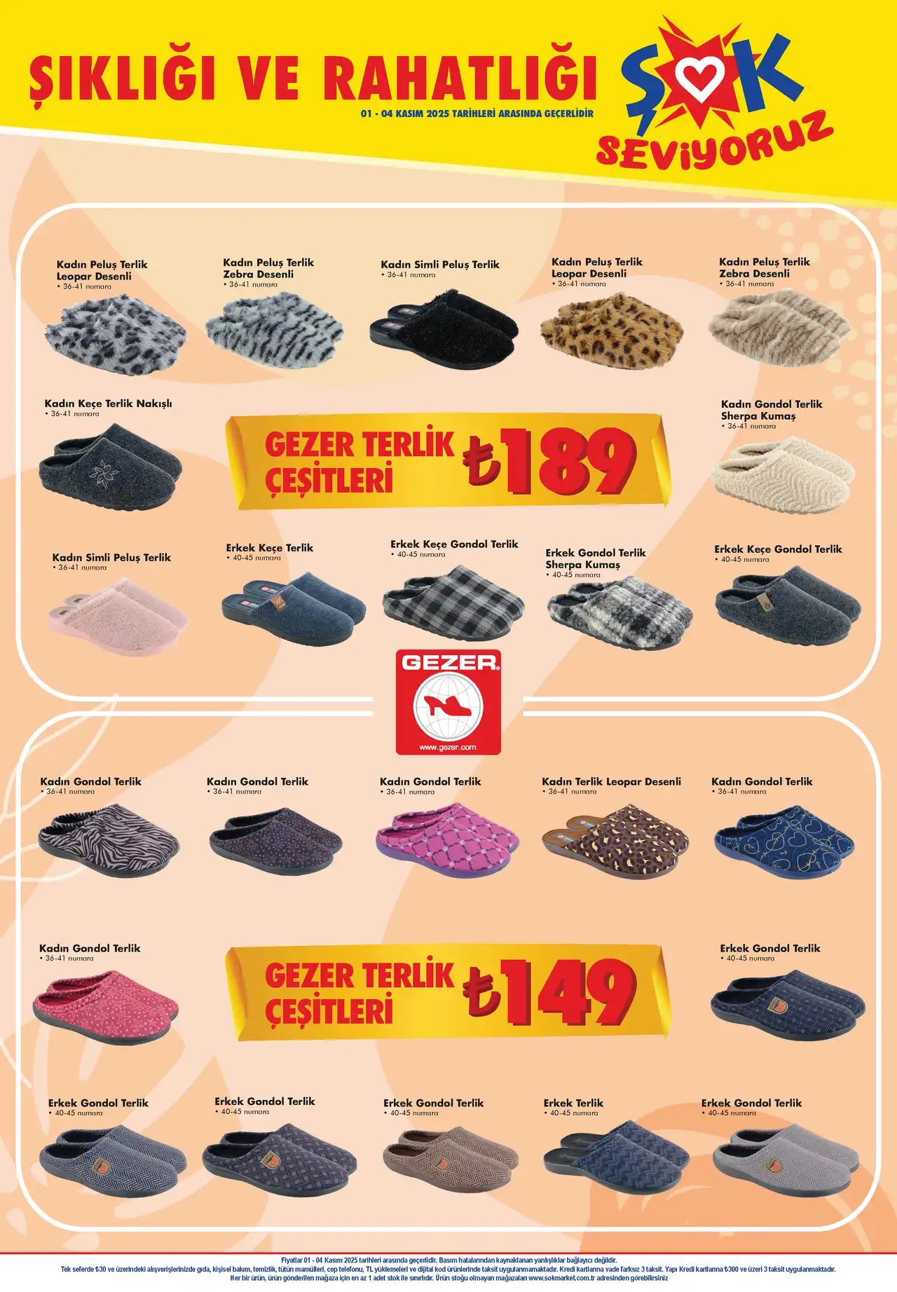 ŞOK 1 Kasım 2025 Terlikler Gezer İndirimleri