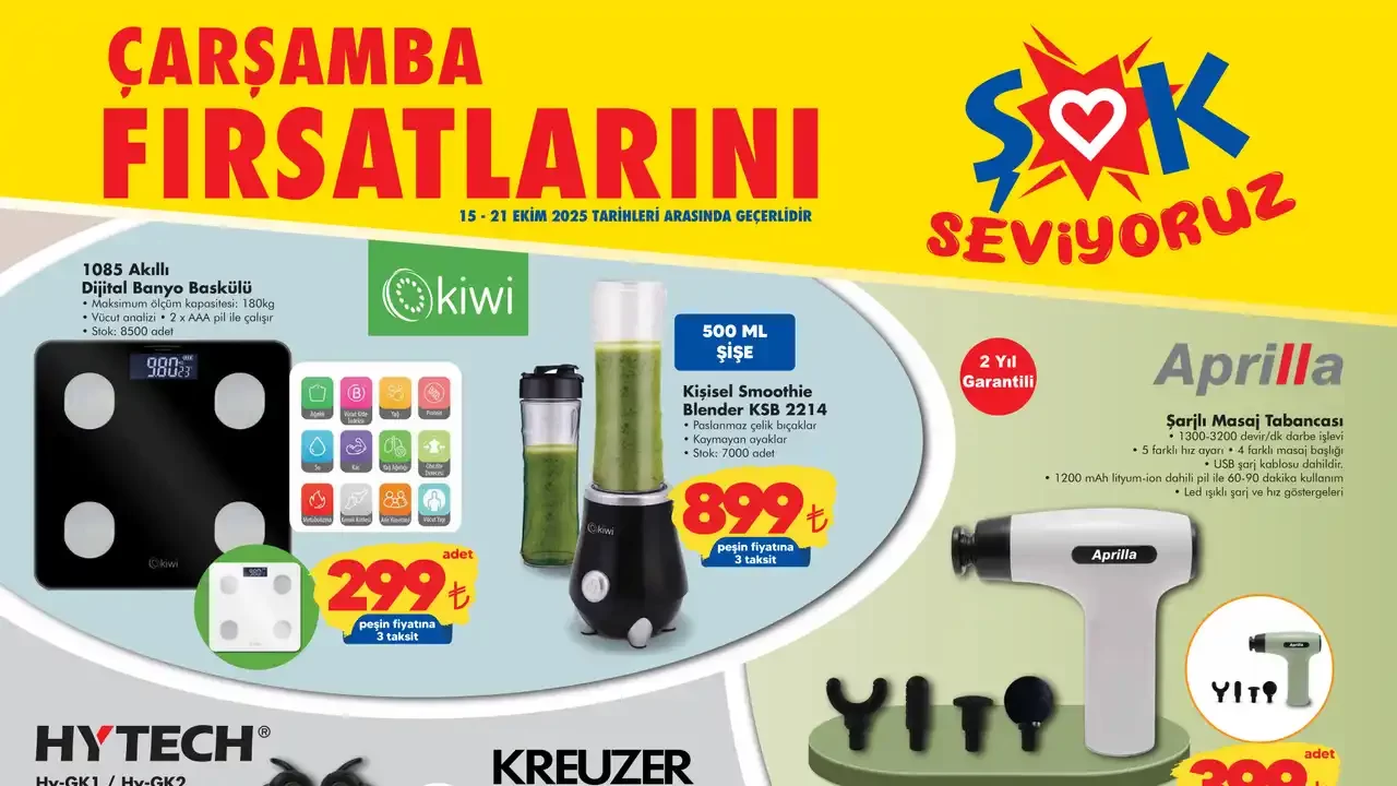 ŞOK 15 Ekim 2025 Aktüel Ürünler Kataloğu