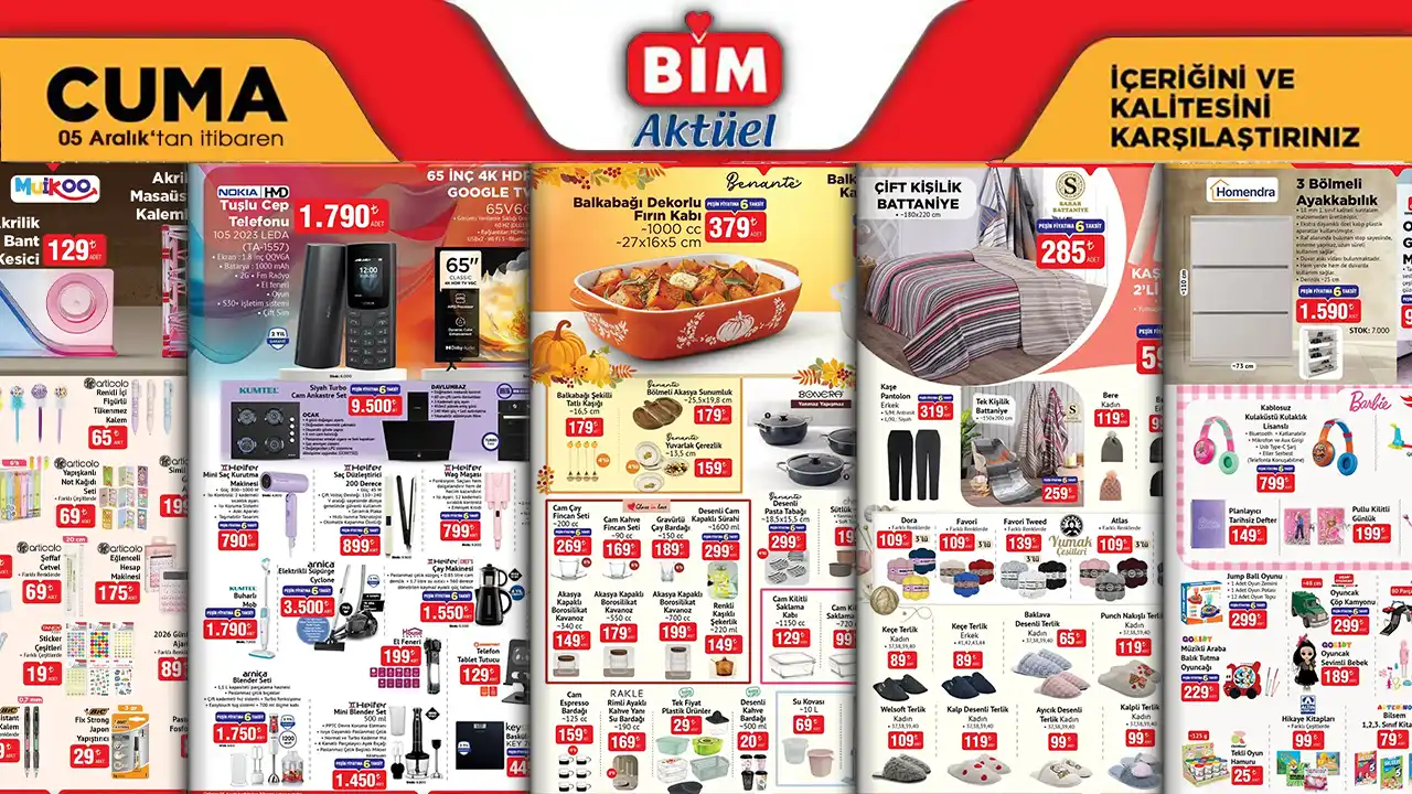 BİM 5 Aralık 2025 Aktüel Ürünler Kataloğu
