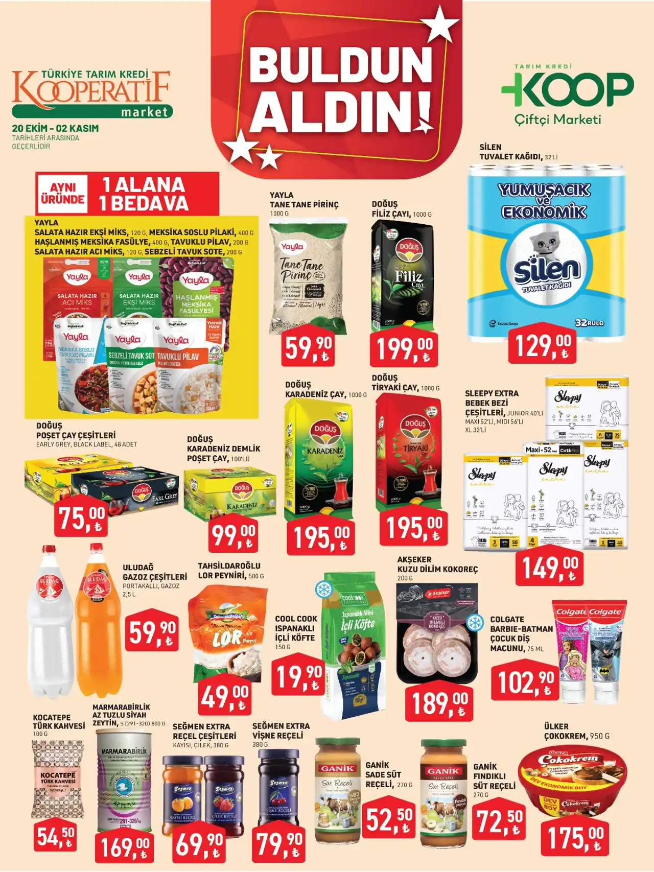 KOOP - Tarım Kredi Kooperatifi 20 EKİM 2025 Aktüel Ürünler Kataloğu Sayfa 1
