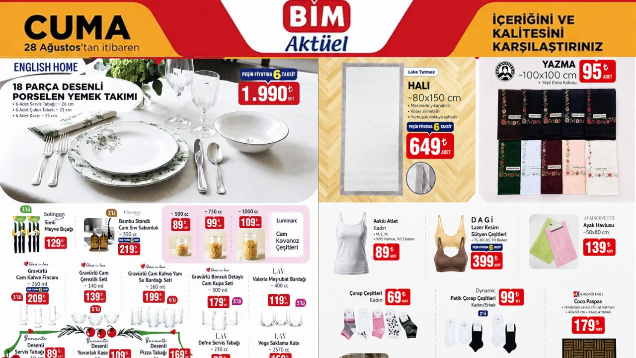 BİM 28 Ağustos 2026 Aktüel Ürünler Kataloğu