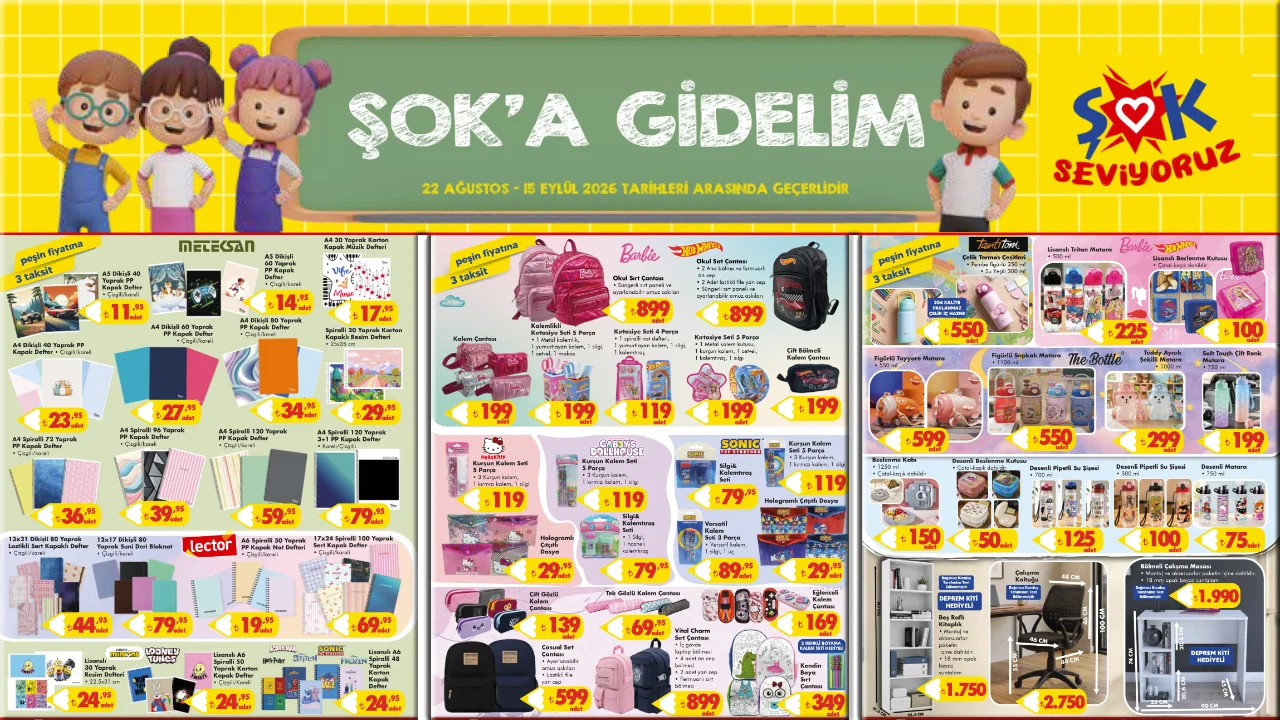 ŞOK 22 Ağustos 2026 Aktüel Ürünler Kataloğu: Kırtasiye ve Okul Ürünleri Geliyor!